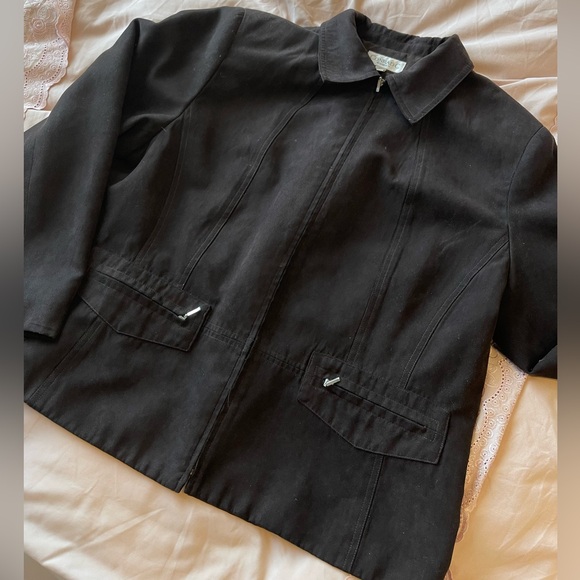 SOLD-Dark Brown Suede Zip up Jacket - Picture 2 of 9